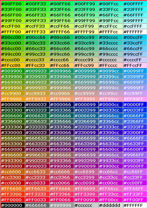hexadecimal colors spitting