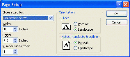 PowerPoint Page Setup dialog box