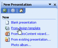 PowerPoint New presentation pane