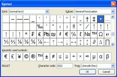 PowerPoint Symbol dialog box