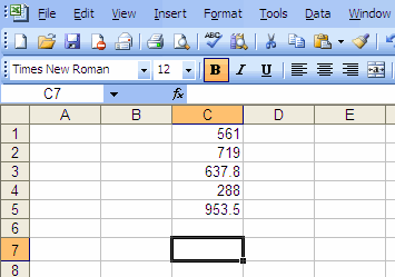 Excel MAX function data