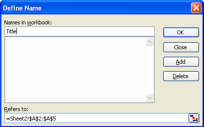 Excel define name dialog box