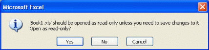 Excel Read only dialog box