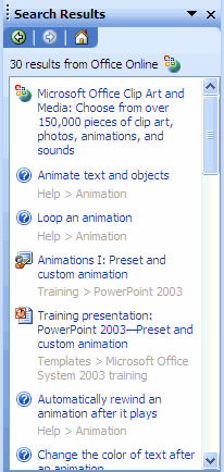 PowerPoint Help Search Results