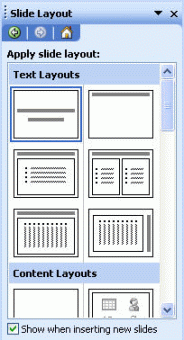 PowerPoint Slide layout pane