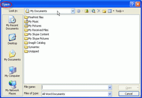 Open file dialog box