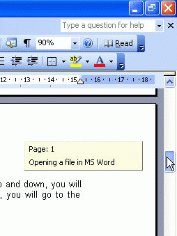 Word scroll bar